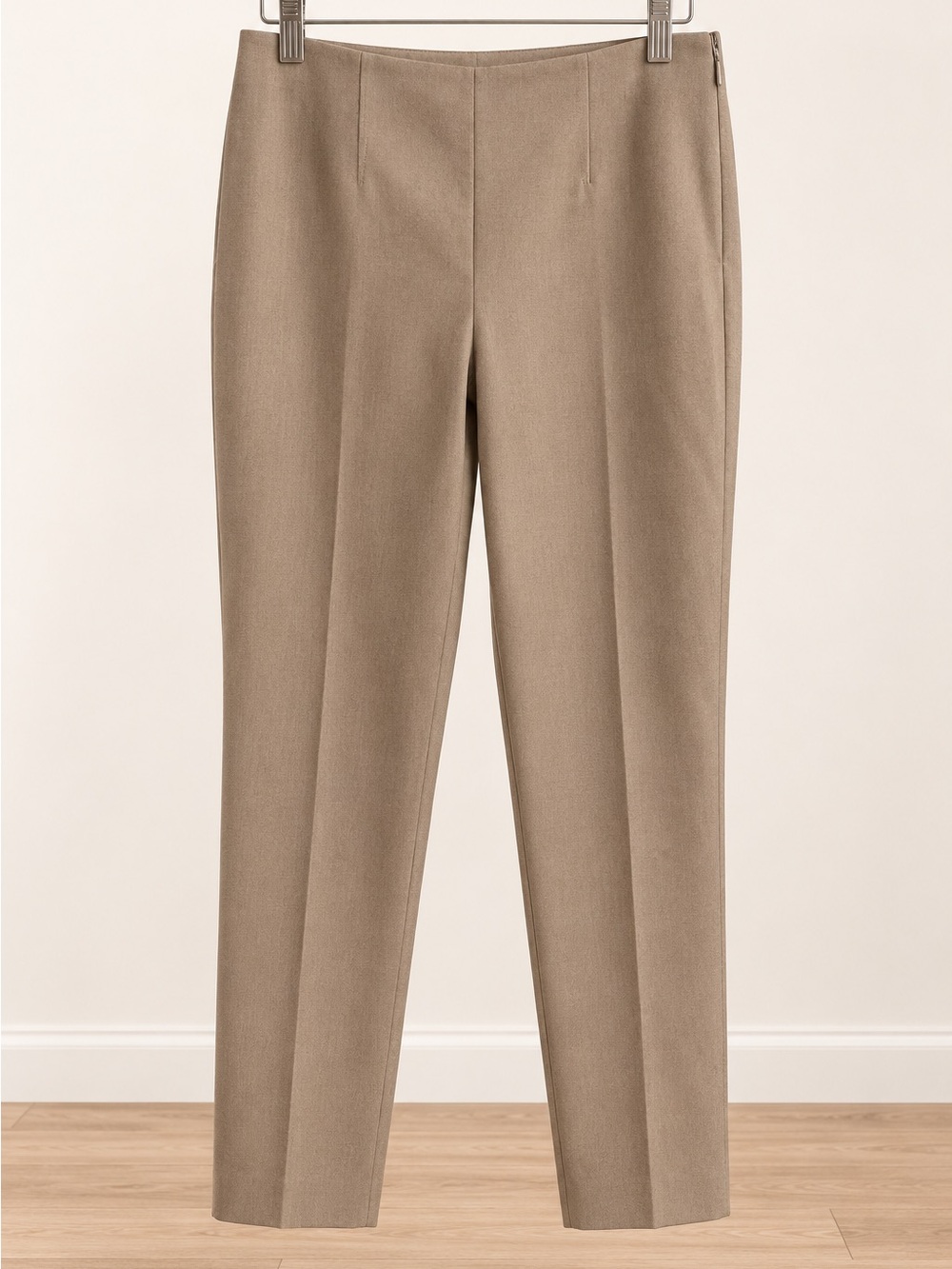 Talbots Size 10 Taupe Side Zip Slim Ankle Pants Career Trousers